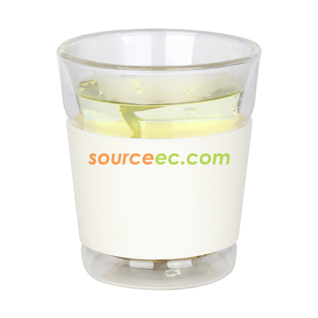 禮品訂造260ML矽膠雙層玻璃杯紀念品
