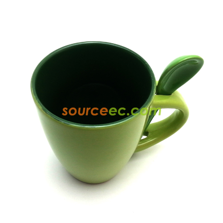 禮品訂造350ML帶勺陶瓷廣告杯紀念品