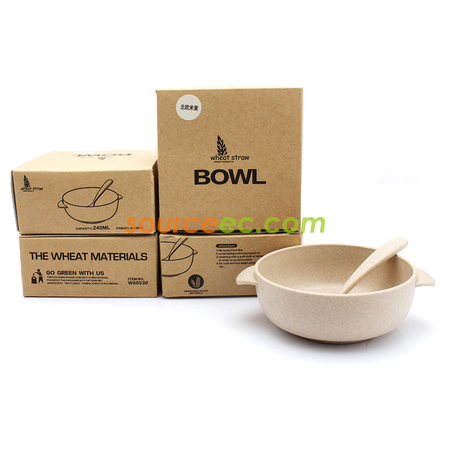 禮品訂造帶湯匙麥稈碗紀念品