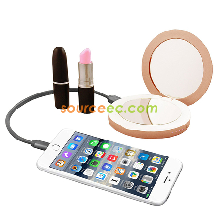 禮品訂造LED化妝鏡移動電源-圓形紀念品