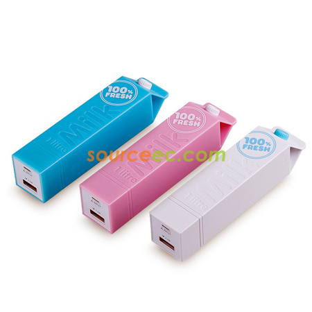 禮品訂造2600mAh牛奶盒移動充電器紀念品