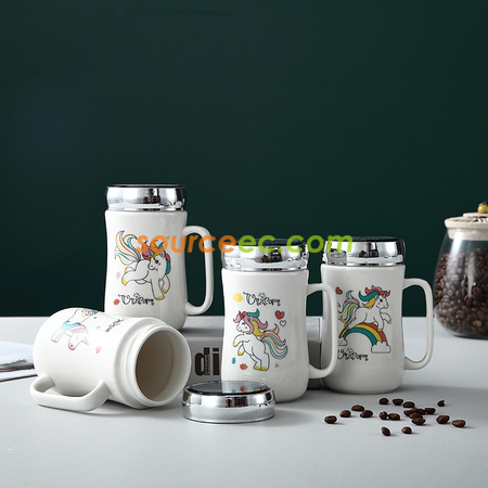 禮品訂造400ML鏡子蓋陶瓷杯紀念品