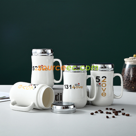 禮品訂造400ML鏡子蓋陶瓷杯紀念品