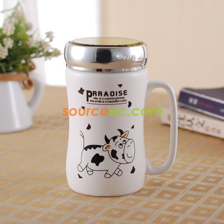 禮品訂造400ML鏡子蓋陶瓷杯紀念品