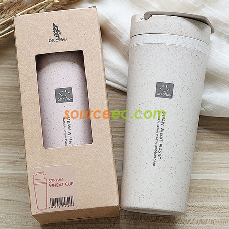 禮品訂造450ML小麥秸稈隔熱水杯紀念品