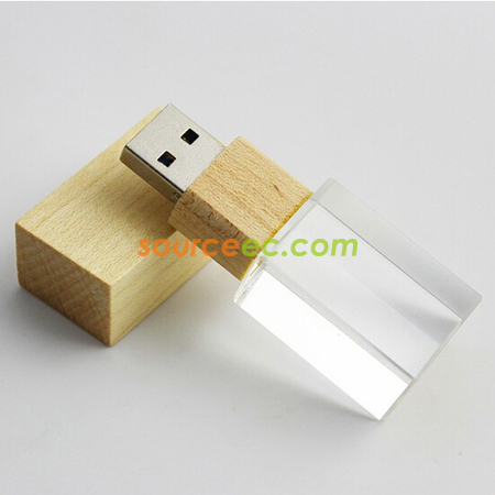 禮品訂造竹木水晶USB手指紀念品