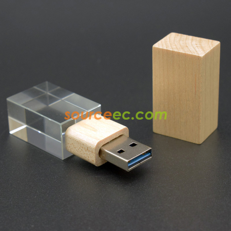 禮品訂造竹木水晶USB手指紀念品