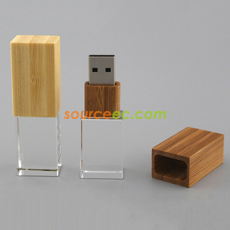 禮品訂造竹木水晶USB手指紀念品
