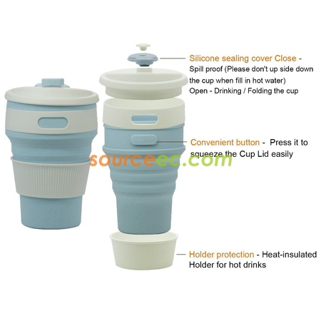 禮品訂造350ML 多功能折疊矽膠水杯紀念品