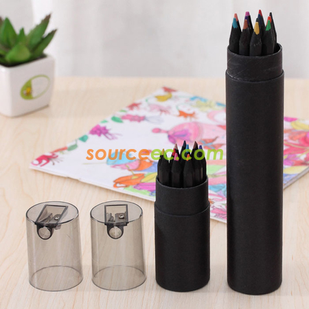 禮品訂造黑色彩色鉛筆套裝紀念品
