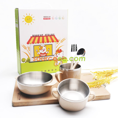 禮品訂造小麥不銹鋼餐具套裝紀念品