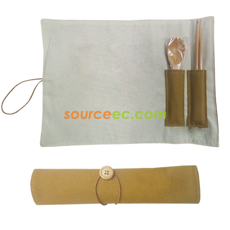 環保棉袋木製餐具套裝
