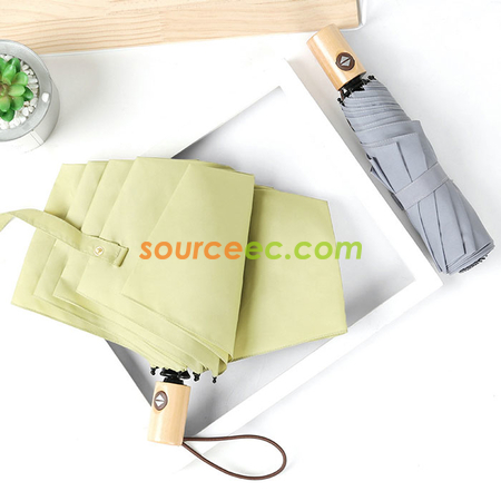 禮品訂造簡約素色防風傘帶實木手柄紀念品