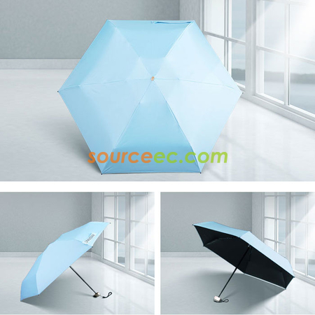 禮品訂造五摺折疊黑膠迷你雨傘紀念品