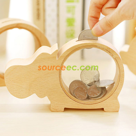 禮品訂造透明木製動物存錢罐紀念品