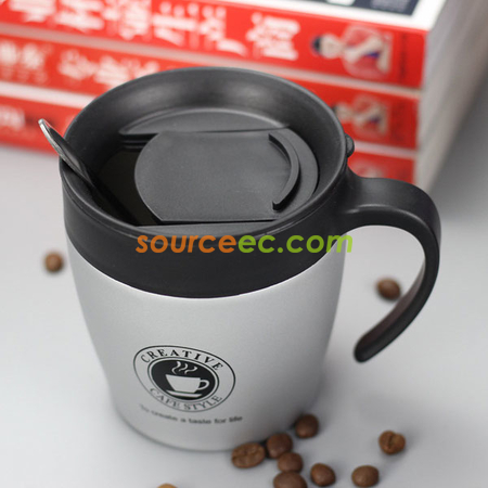禮品訂造330ML 不銹鋼帶手柄保溫杯商務辦公保溫杯咖啡杯紀念品
