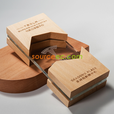 禮品訂造創意水晶獎杯定制實木底座刻字定做製作企業個人員工頒獎木製工藝紀念品