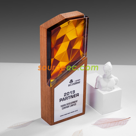 禮品訂造新款創意木質水晶獎杯企業年會優秀員工供應商頒獎高檔定製做獎牌紀念品