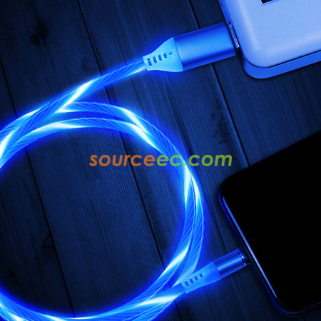 禮品訂造七彩流光磁吸充電線三合一360度圓頭磁力充電線紀念品