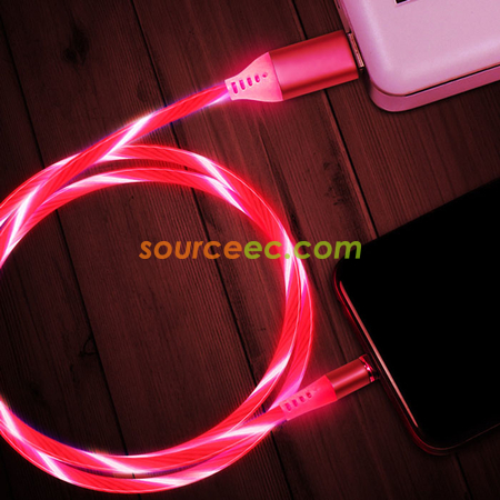 禮品訂造七彩流光磁吸充電線三合一360度圓頭磁力充電線紀念品