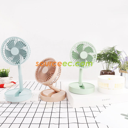 禮品訂造電動三檔伸縮折疊充電桌面電腦圓形便捷兒童禮品風扇紀念品