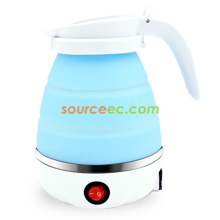 禮品訂造600ML矽膠折疊電熱水壺旅行水壺耐高溫電水壺家用電熱燒水壺紀念品