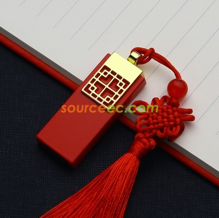 禮品訂造中國風梅花紅書籤復古典禮品套裝 USB手指紀念品