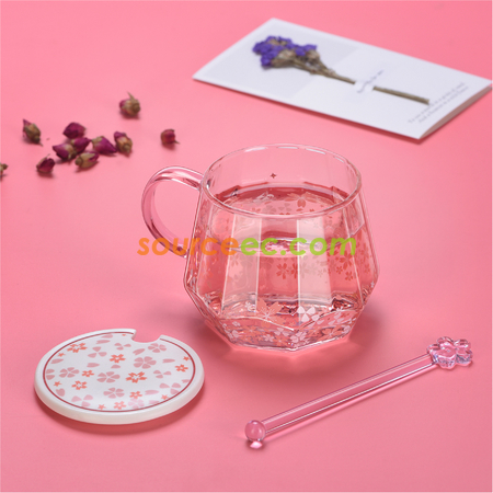 禮品訂造鑽石櫻花玻璃杯紀念品