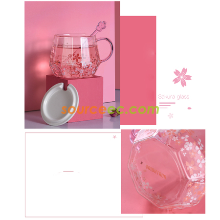 禮品訂造鑽石櫻花玻璃杯紀念品