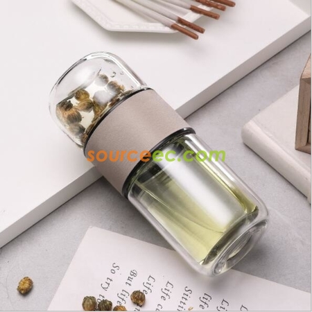 禮品訂造雙層泡茶玻璃杯紀念品