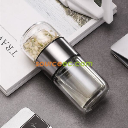 禮品訂造雙層泡茶玻璃杯紀念品
