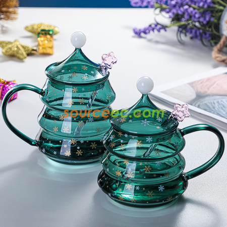 禮品訂造聖誕樹玻璃杯紀念品