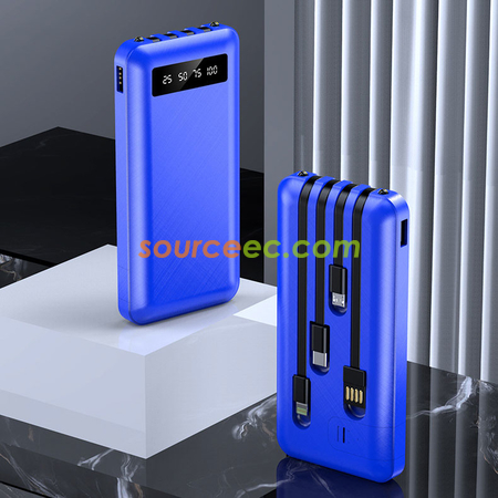 禮品訂造自帶線鏡面充電寶迷你大容量20000毫安培移動電源紀念品