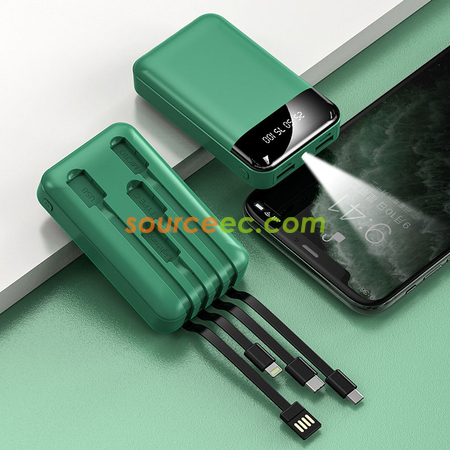 禮品訂造迷你自帶四線充電寶便攜移動電源20000毫安培紀念品