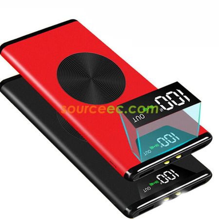 禮品訂造三合一無線充電寶超薄液晶顯示無線充移動電源紀念品