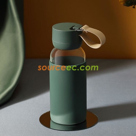 禮品訂造400ML玻璃杯矽膠防燙水杯紀念品