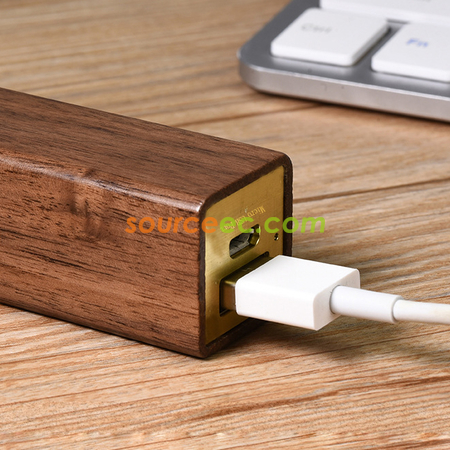 禮品訂造中國風方管木質移動電源2000Mah木頭充電寶鐳射雕刻logo紀念品