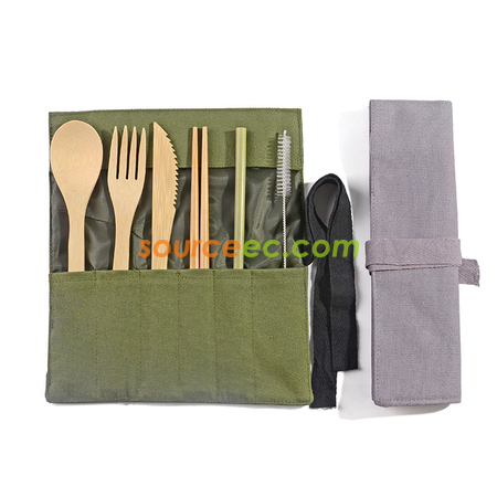 便攜餐具7件套環保可訂製學生餐具戶外旅遊刀叉勺