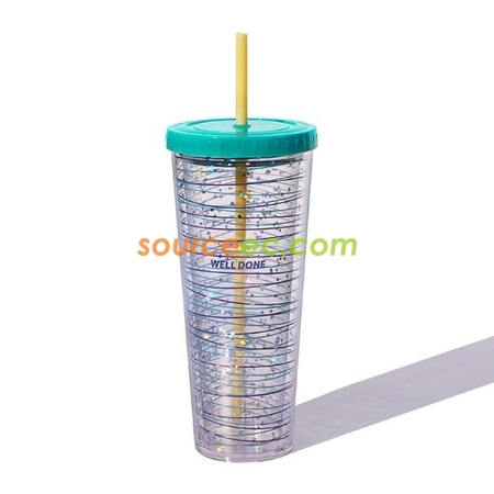 禮品訂造720ML塑膠吸管杯紀念品