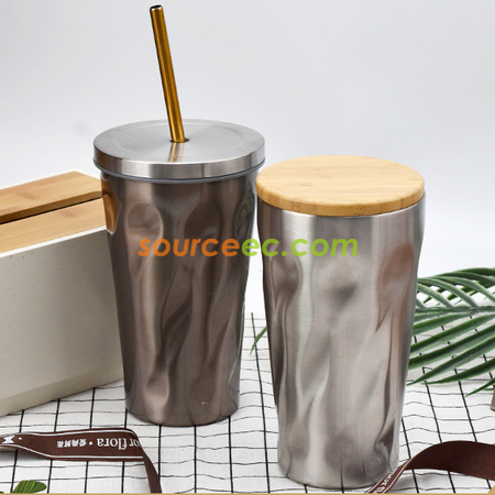 禮品訂造500ML不銹鋼吸管杯鳳梨杯菱形咖啡杯紀念品