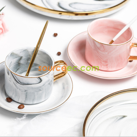 禮品訂造大理石花紋陶瓷杯紀念品