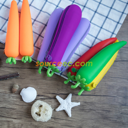 禮品訂造可愛矽膠蔬菜筆袋紀念品