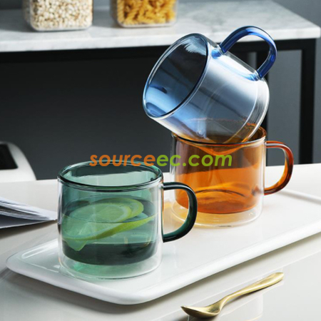 禮品訂造彩色雙層玻璃杯紀念品