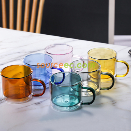 禮品訂造彩色雙層玻璃杯紀念品