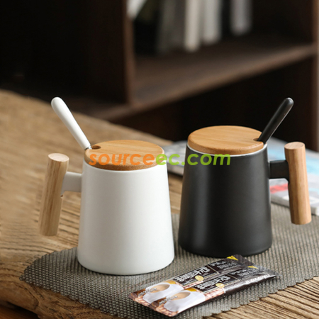 禮品訂造木柄陶瓷杯紀念品