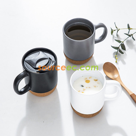 禮品訂造帶蓋軟木墊陶瓷杯紀念品