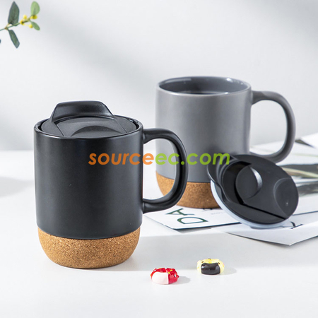禮品訂造帶蓋軟木墊陶瓷杯紀念品