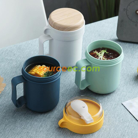 禮品訂造便攜式帶蓋勺湯杯紀念品