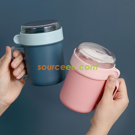 禮品訂造便攜式帶蓋勺湯杯紀念品