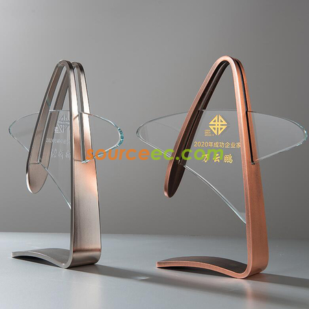 禮品訂造創意金銀銅水晶金屬獎座紀念品